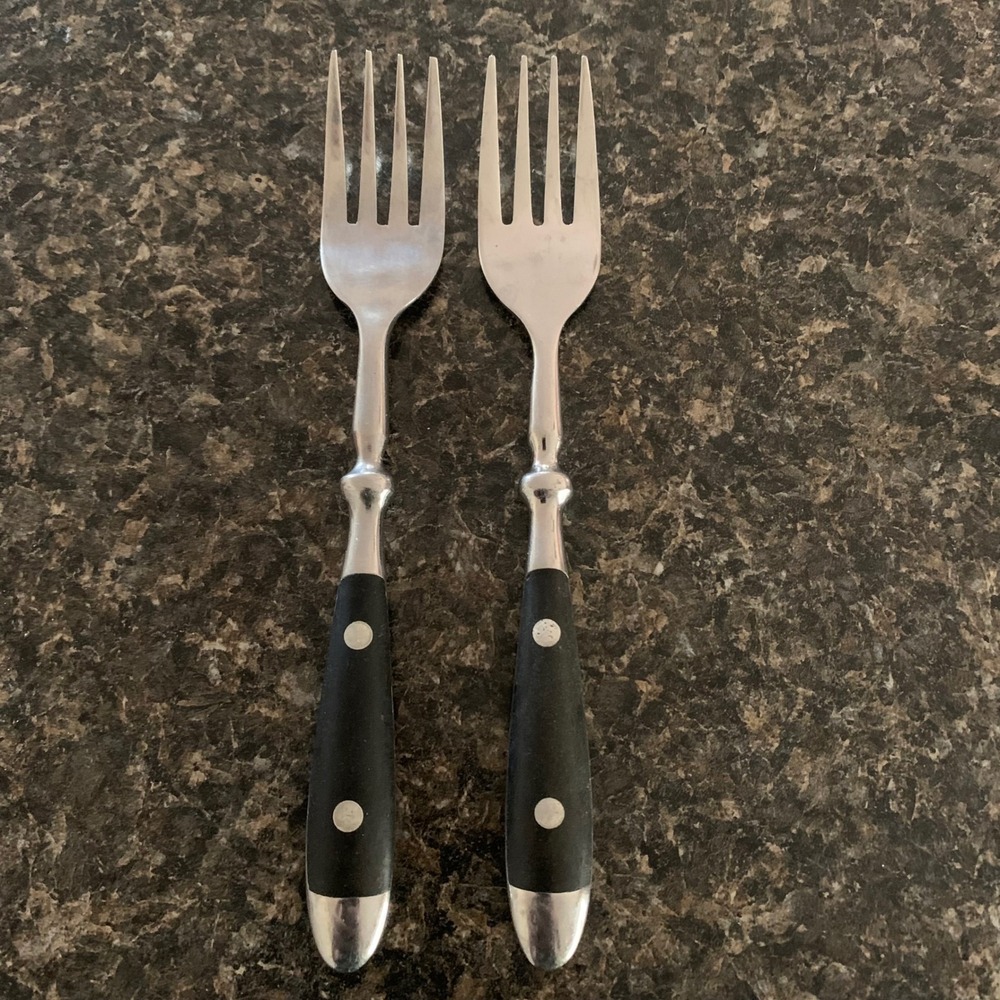 Hampton Silversmiths BISTRO BLACK Salad Forks Lot Set of‎ 2 Stainless